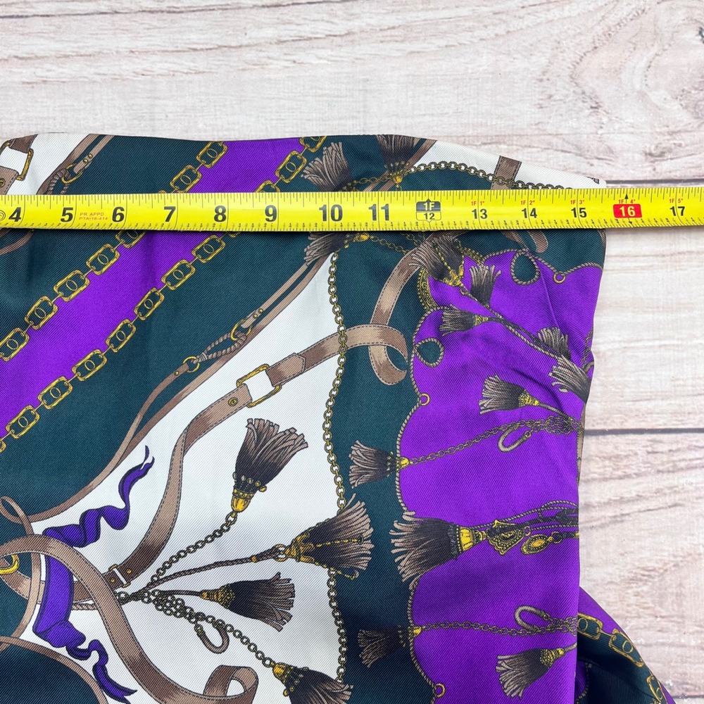 Veronica Beard Silk Blend Strapless Maxi Dress Chain Scarf Print Purple Green 4 - Picture 9 of 10